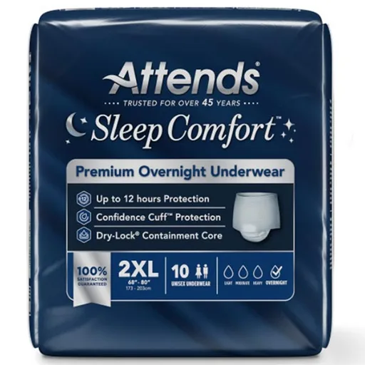 Attends Sleep Comfort Premium Overnight Underwear, 2X-Large
