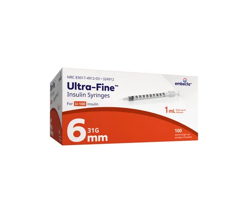 Ultra-Fine™ Insulin Syringe 6mm Needle, 1mL, 31GA