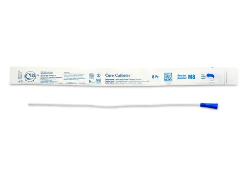 Cure Catheter Uncoated, Single, Male, 16” Straight Tip, 8 FR