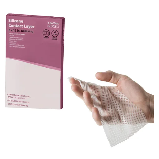 Cardinal Health Silicone Contact Layer Wound Dressing, 8" x 12"