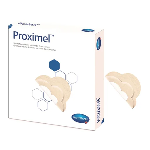 Proximel Silicone Dressing with Border, Small Sacrum, 7" x 6.8"
