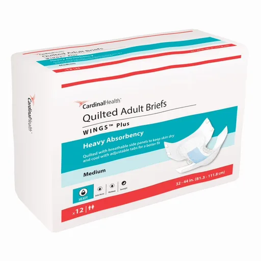 Cardinal Health Quilted Adult Briefs Wings™ Plus Medium