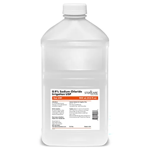 Nurse Assist USP 0.9% Sodium Chloride for Irrigation, Square Bottle, Break Band Cap, 1000 mL
