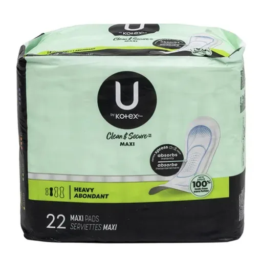 U by Kotex Security Maxi Pads, Long Super, Fragrance-Free, 22 Count