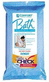 Sage Products Fragrance-Free Comfort Bath Cleansing Washcloths, Heavyweight