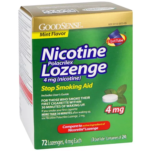 GoodSense Nicotine Lozenges, 4 mg, Sugar-Free, Mint Flavor, 72 Count