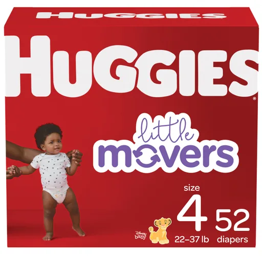 Huggies Little Movers Diapers, Size 4, Big Pack, 52 Count