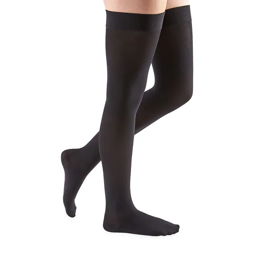 Mediven Comfort Compression Stocking, Thigh-High, Closed Toe, with Silicone Top Band, 20 to 30 mmHg, Size 6, Ebony