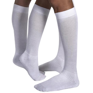 BSN Jobst Unisex ActiveWear Knee-High Moderate Compression Socks, Closed Toe, Large, Cool White