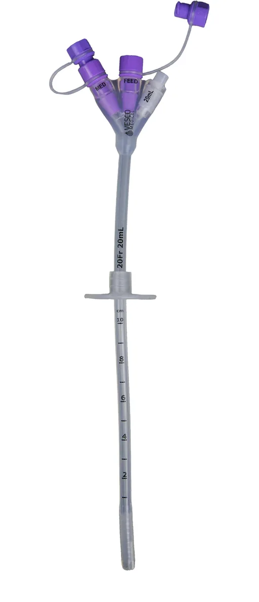 Vesco Gastronomy Feeding Tube, Dual ENFit Port, 20Fr OD, 20mL