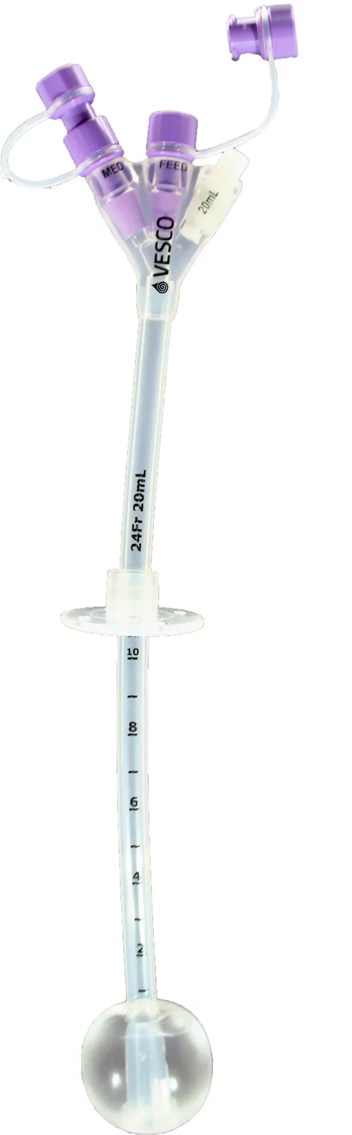 Vesco Gastronomy Feeding Tube, Dual ENFit Port, 24Fr OD, 20mL