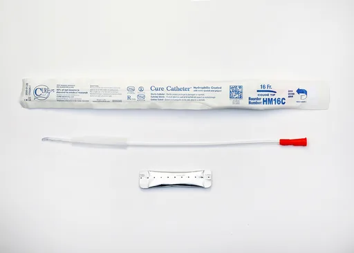 Cure Medical Hydrophilic Cure Catheter, 16” Male, Straight Tip, 16 FR