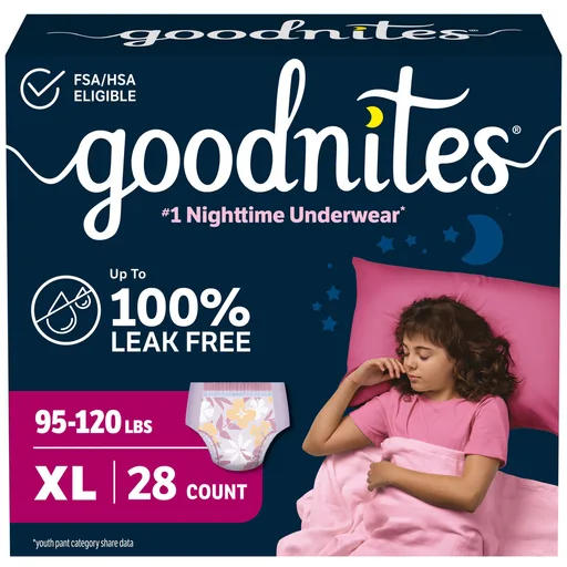 Goodnites Giga Pack Youthpant for Girls, Size 6