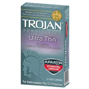 Trojan Ultra Thin Condom Armor Spermicidal Lubricant