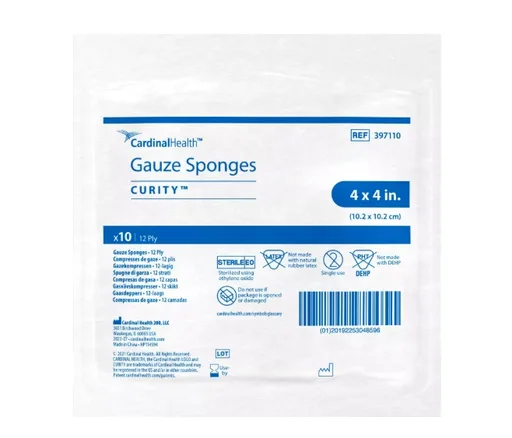 Curity Woven Gauze Sponge, Sterile 10's, 4" x 4", 12 ply