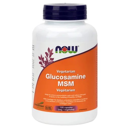 NOW Foods Vegetarian Glucosamine & MSM 500/500 V-Caps, 120 ct