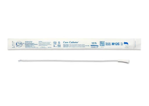 Cure Catheter Uncoated, Single, Male, 16” Coude Tip, 12 FR