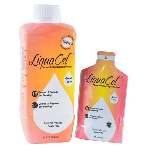 Global Health LiquaCel Concentrated Liquid Protein, Peach Mango, 32 oz Bottle