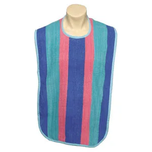 Salk Adult Oversized Bib with Velcro Closure and Colored Binding Multi-Striped