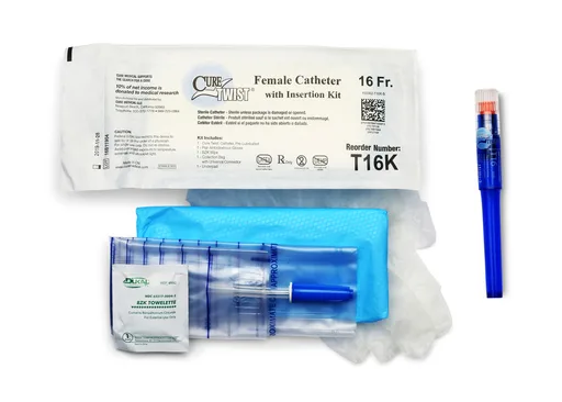 Cure Twist Female Catheter with Insertion Kit, 16 FR