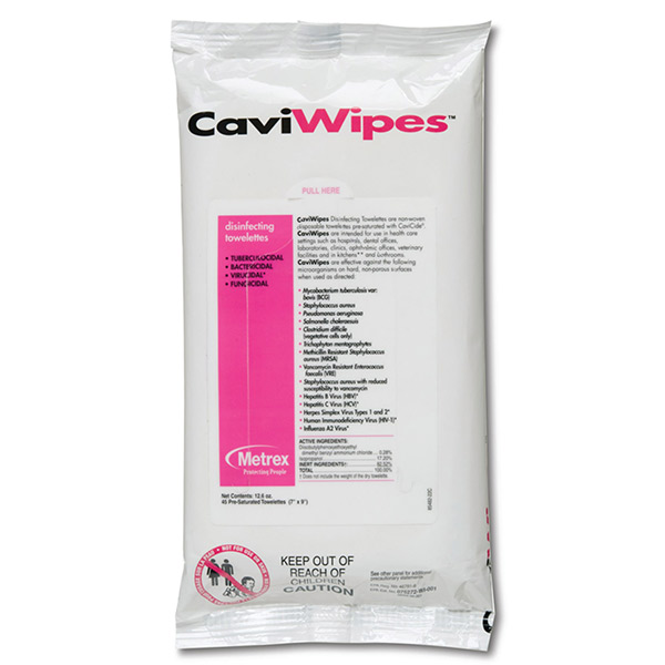 CaviWipes Surface Disinfectant Wipe  Flat Pack  7  x 9   Non-Sterile
