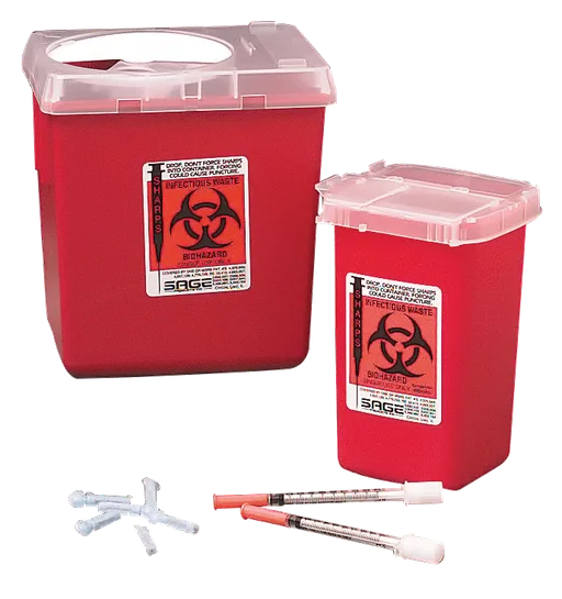 Kendall Healthcare SharpSafety Autodrop Phlebotomy Container 1 Quart, Red