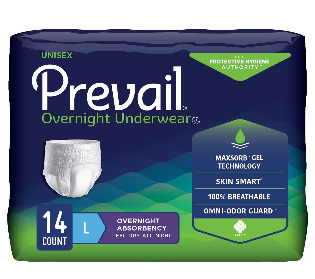 Prevail Unisex Overnight Underwear, Large, 44" x 58" - REPLACES FQPMX513 & FQPWX513
