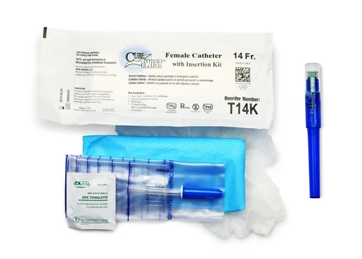 Cure Twist Female Catheter with Insertion Kit, 14 FR