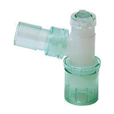 Intersurgical Double Swivel Elbow Oxygen Connector, 15mm OD Female Luer, 22mm OD/15mm ID Male Luer, with Bronchoscopy Port