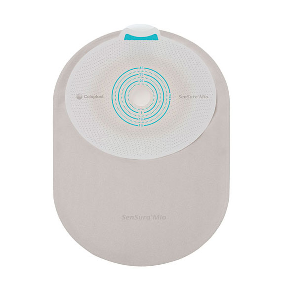 Coloplast SenSura Mio One-Piece Closed Pouch, Filter, 8-1/4" L, Gray with Inspection Window, Cut-to-Fit Flat Skin Barrier, 5/8" to 1-3/4" Stoma