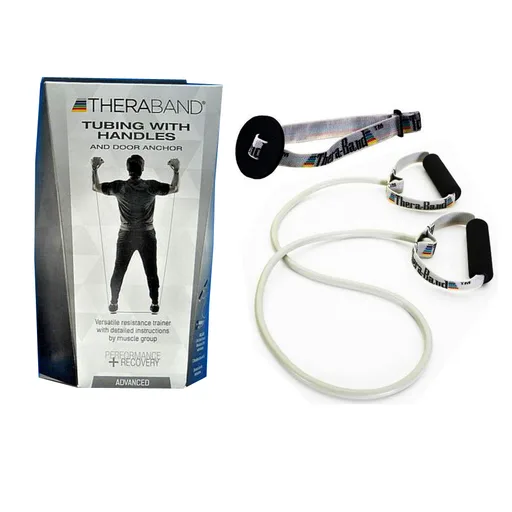 Hygenic TheraBand Exercise Tubing with Soft Handles and Door Anchor