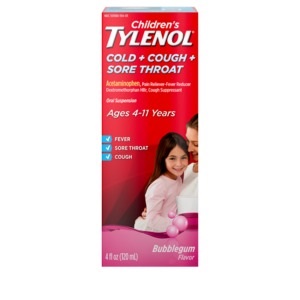 Children's Tylenol Cold + Cough + Sore Throat, Bubblegum Flavor, 4 fl oz