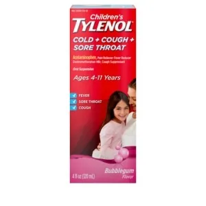 Children's Tylenol Cold + Cough + Sore Throat, Bubblegum Flavor