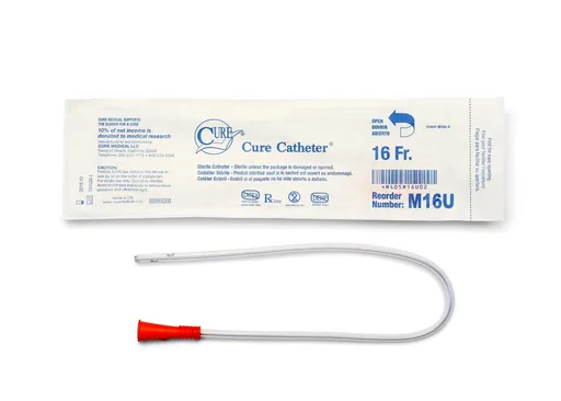 Cure Medical Pocket Catheter, Single, Male, 16” Straight Tip, 16 FR