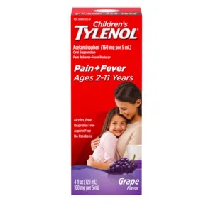 Children's Tylenol Oral Suspension Liquid, Grape Splash, 4 fl oz
