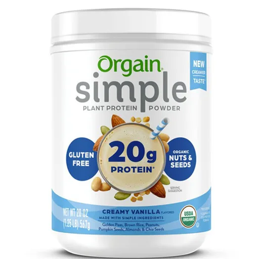 Orgain Simple Organic Plant Protein Powder, Creamy Vanilla Flavored, 20 oz