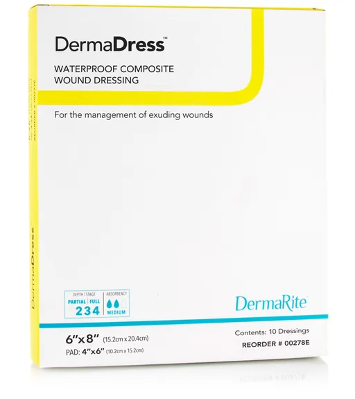 DermaDress Waterproof Composite Dressing 6" x 8"