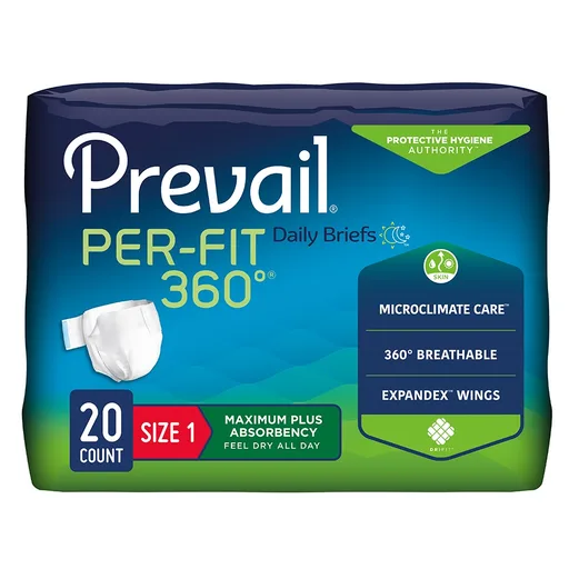 Prevail PerFit 360 Briefs, Size 1/Medium