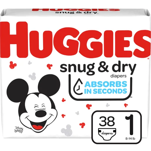 Huggies® Snug and Dry™ Baby Diaper, Size 1, Jumbo Pack, 38 Count
