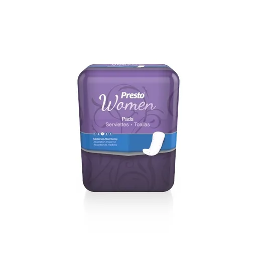 Presto® Incontinence Pad, Moderate Absorbency, 10" Long