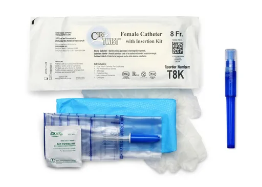 Cure Twist Female Catheter with Insertion Kit, 8 FR