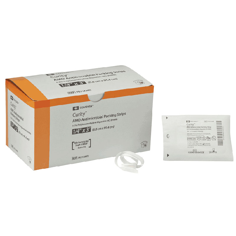 Curity AMD Antimicrobial Packing Strips Sterile, Contains Plastic Tray 1" x 1 yd