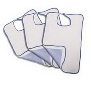 Medline Industries Velcro Impervious Extra Long Terry Cloth Adult Bib, 21" x 33", White, Hook and Loop Closure