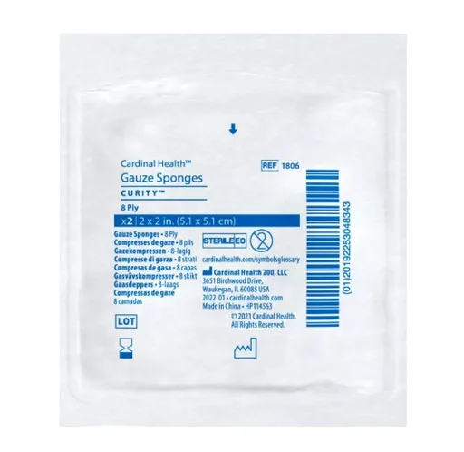 Curity Woven Gauze Sponge, Sterile 2's, 2" x 2", 8 Ply