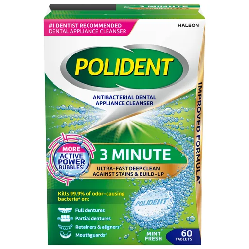 Polident 3 Minute Antibacterial Dental Appliance Cleanser Tablets
