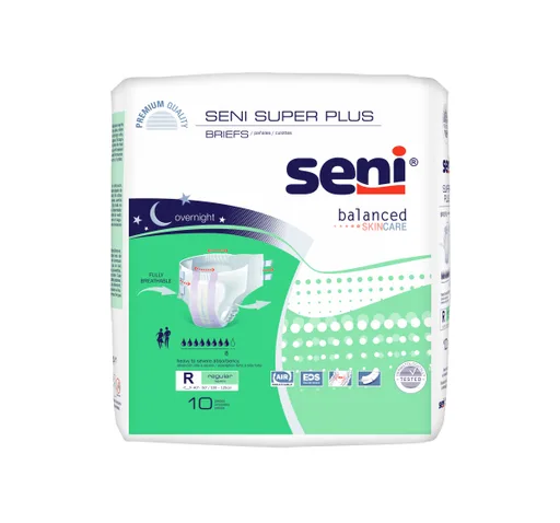 TZMO Seni Super Plus Briefs, Regular, 10 Count