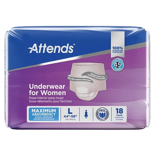Attends Maximum Women's Underwear, Large, 18 ct