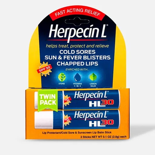 Herpecin-L Lip Protectant Cold Sore & Sunscreen Lip Balm, Twin-Pack