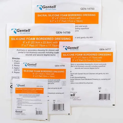 Gentell Silicone Foam Bordered Dressing, 9" x 9"