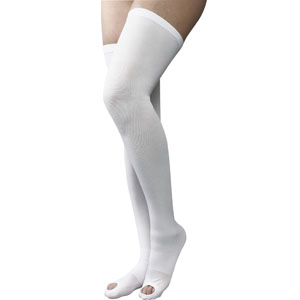Cardinal Health Allegiance Thigh-Length Anti-Embolism Compression Stockings, Silicone-Beaded Elastic Band, Small Long